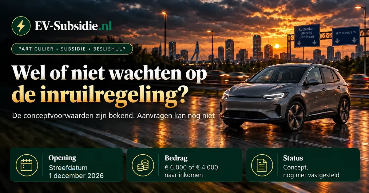 Wel of niet wachten op de inruilregeling voor een tweedehands elektrische auto, streefdatum opening 1 december 2026