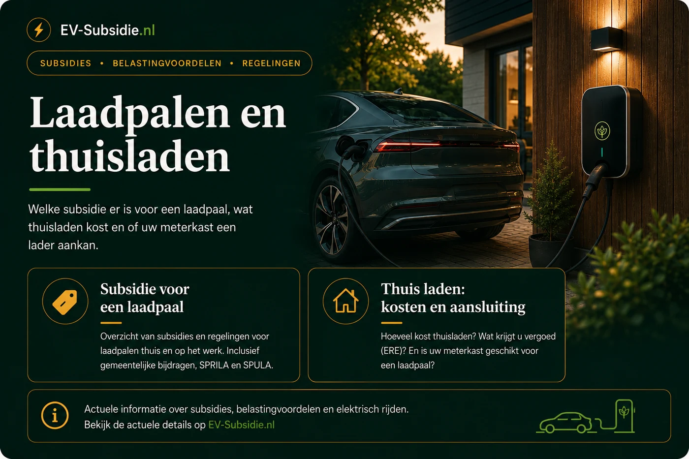 Laadpalen en thuisladen: welke subsidie er is voor een laadpaal, wat thuisladen kost en of uw meterkast een lader aankan