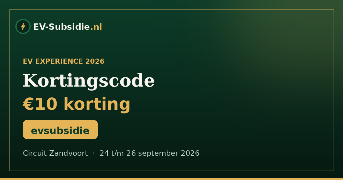 EV Experience kortingscode evsubsidie voor 10 euro korting op tickets, Circuit Zandvoort 2026